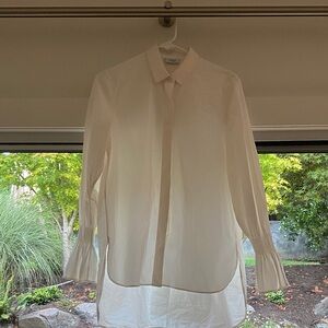 Akris Punto White Poplin Smocked Cuff Blouse (Retail $695)